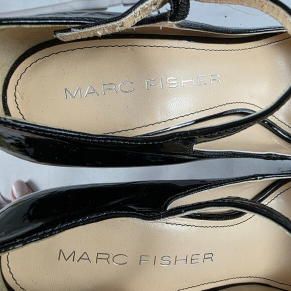 Marc Fischer Patent Leather Platform Mary Jane Peep Toe Heels Shoes Black 9M - Picture 5 of 8